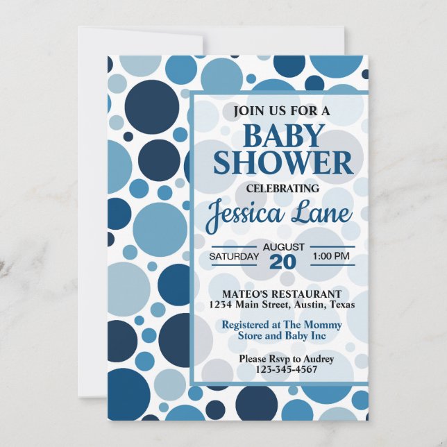 Invitation Carton d'invitation à la baby shower Bébé avec poi (Devant)