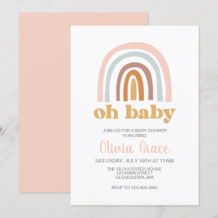 Invitation Carton d'invitation à la baby shower Bohème Arc-en