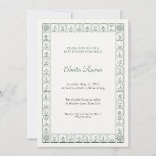 Invitation Carton d'invitation à la baby shower brodé