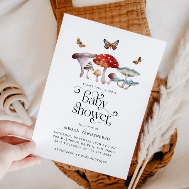 Invitation Carton d'invitation à la baby shower Champignon de (Créateur téléchargé)