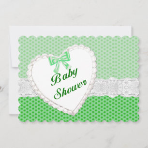Invitation Carton d'invitation à la baby shower Cœur en dente