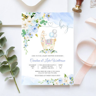 Invitation Carton d'invitation à la baby shower de Llama Boy