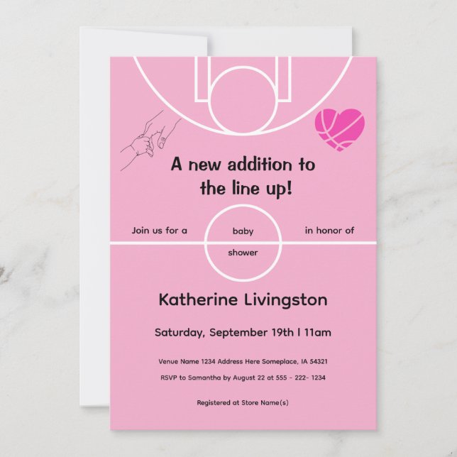 Invitation Carton d'invitation à la baby shower Fille Rose Ba (Devant)