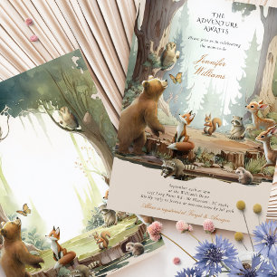 Invitation Carton d'invitation à la baby shower Forêt Enchant