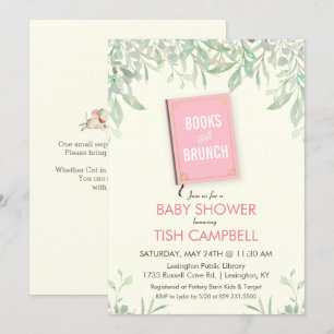 Invitation Carton d'invitation à la Baby Shower Livres et Bru