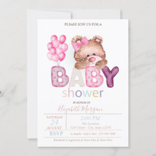 Invitation Carton d'invitation à la Baby Shower Ourson et Bal