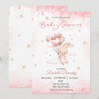 Invitation Carton d'invitation à la baby shower Rose Beige An