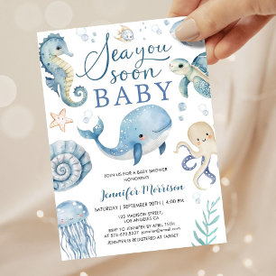 Invitation Carton d'invitation à la baby shower Sea You Soon 