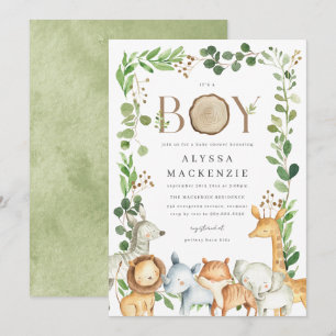 Invitation Carton d'invitation à la Baby Shower sur les Anima