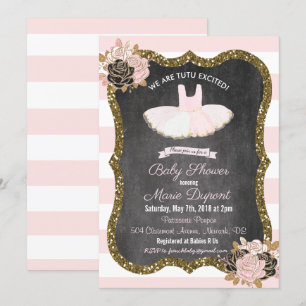 Invitation Carton d'invitation à la baby shower Tutu excitée