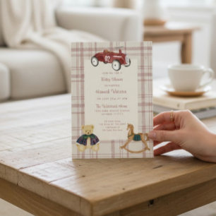 Invitation Carton d'invitation à la baby shower Vintage Red T