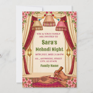 Invitation Carton d'invitation à la cérémonie de Mehndi Night