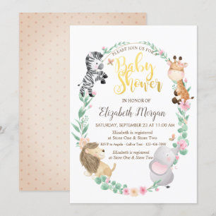 Invitation Carton d'invitation à la douche bébé animaux aquar