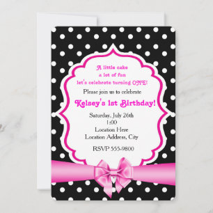 Invitation Carton d'invitation à la fête avec ruban rose et p