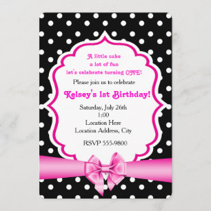 Invitation Carton d'invitation à la fête avec ruban rose et p