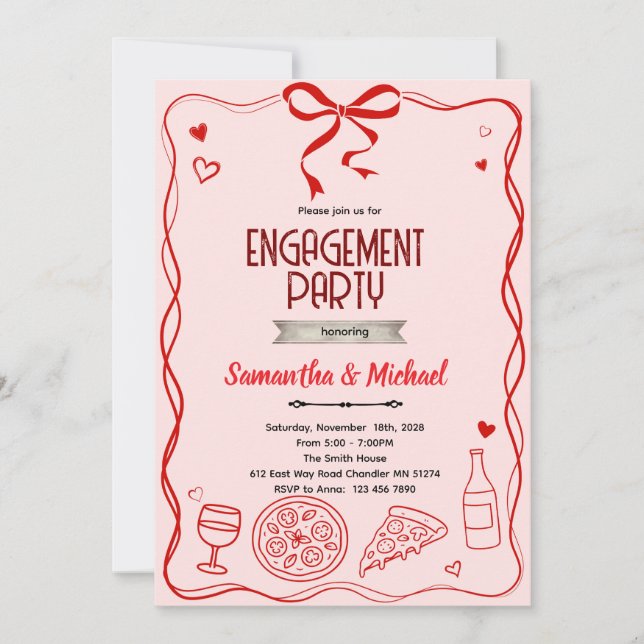 Invitation Carton d'invitation à la fête de fiançailles That' (Devant)