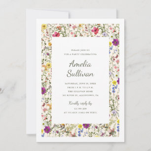 Invitation Carton d'invitation à la fête de fleurs sauvages à
