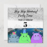 Carton d'invitation à la fête de l'hippopotame drô