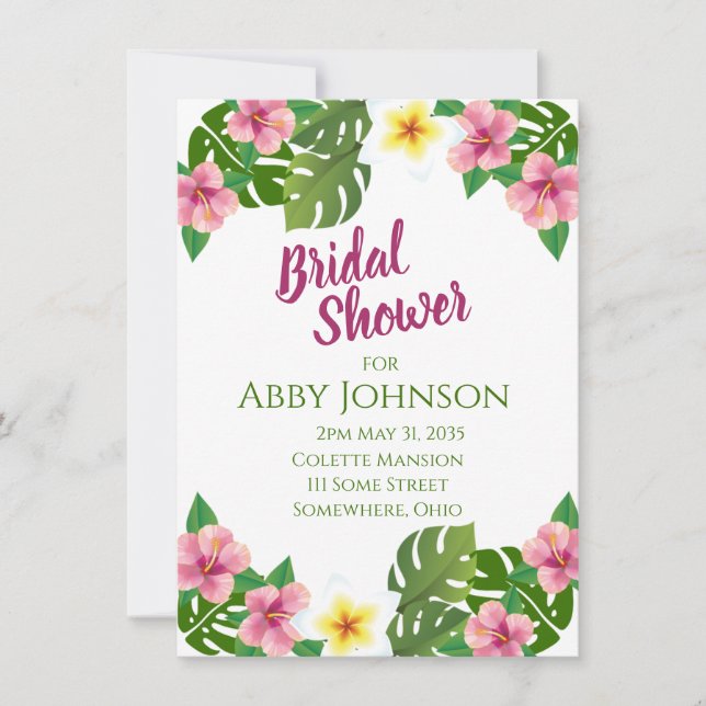 Invitation Carton d'invitation à la fête de mariage Tropical  (Devant)