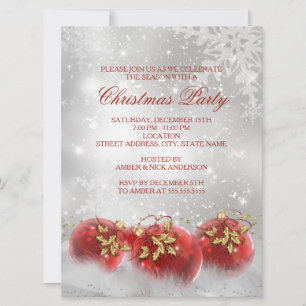 Invitation Carton d'invitation à la fête de Noël Boules de ho