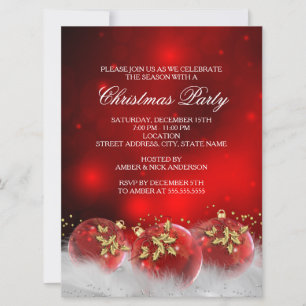 Invitation Carton d'invitation à la fête de Noël Boules de ho