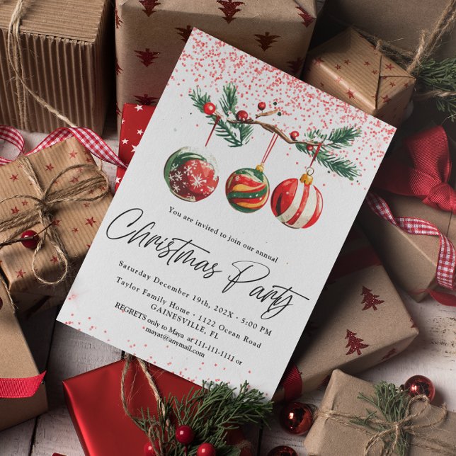 Invitation Carton d'invitation à la fête de Noël Boules de No (Créateur téléchargé)