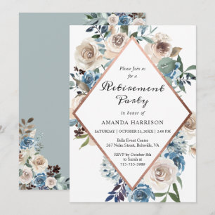 Invitation Carton d'invitation à la fête de retraite à fleurs