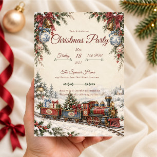 Invitation Carton d'invitation à la fête du train de Noël en