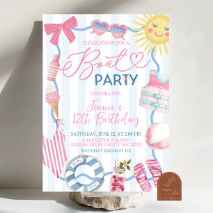 Invitation Carton d'invitation à la fête en bateau pour fille