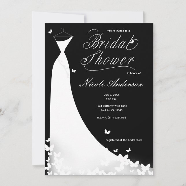 Invitation Carton d'invitation à la fête prénuptiale de robe  (Devant)