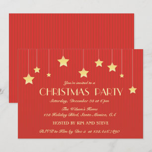 Invitation Carton d'invitation à la fête rouge des étoiles pe