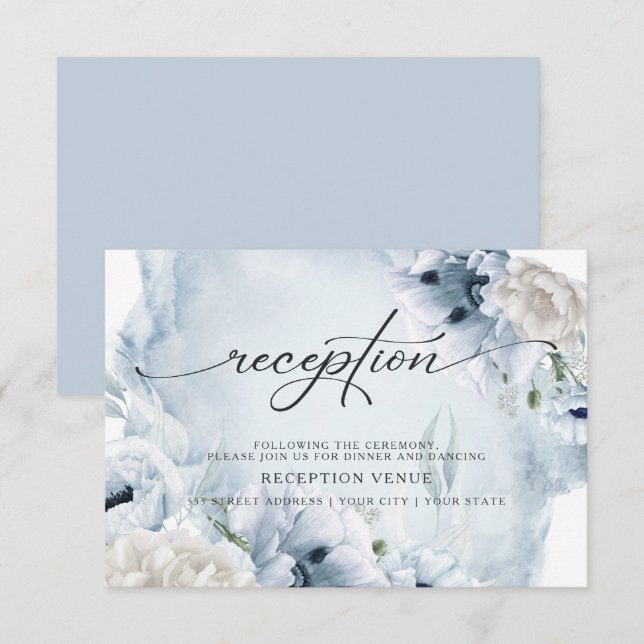 Invitation Carton d'invitation à la réception aquarelle flora (Devant / Derrière)