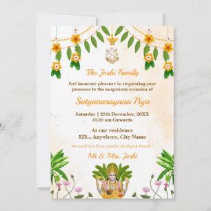 Invitation Carton d'invitation à la Satyanarayan Swamy Katha