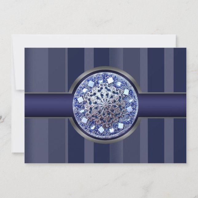 Invitation Carton d'invitation à la soirée aux rayures bleu m (Devant)