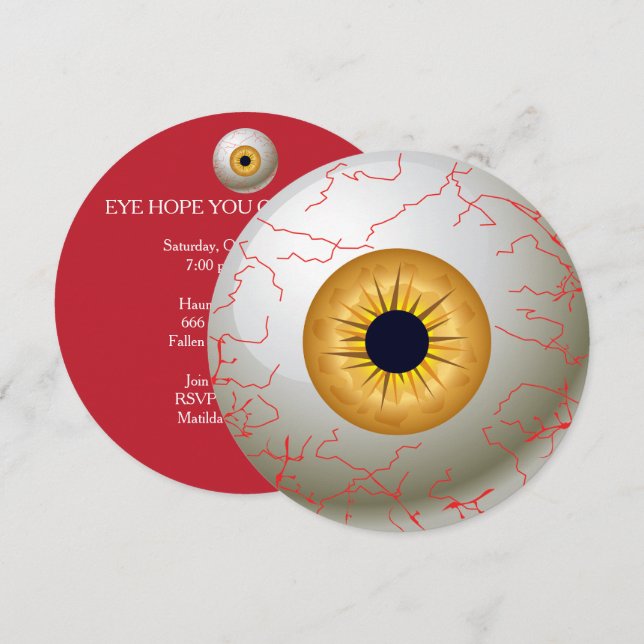 Invitation Carton d'invitation à la soirée des yeux de Hallow (Devant / Derrière)