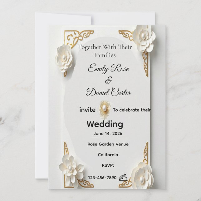 Invitation Carton d'invitation à l'aquarelle classique, encad (Devant)