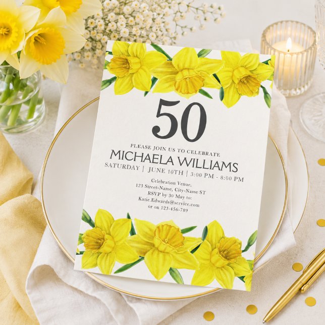 Invitation Carton d'invitation à l'aquarelle pour les 50 ans  (Add name & event details to customize.  Matching items available in the collection. )