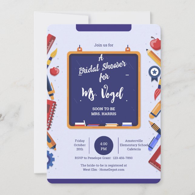 Invitation Carton d'invitation à l'ardoise scolaire (Devant)