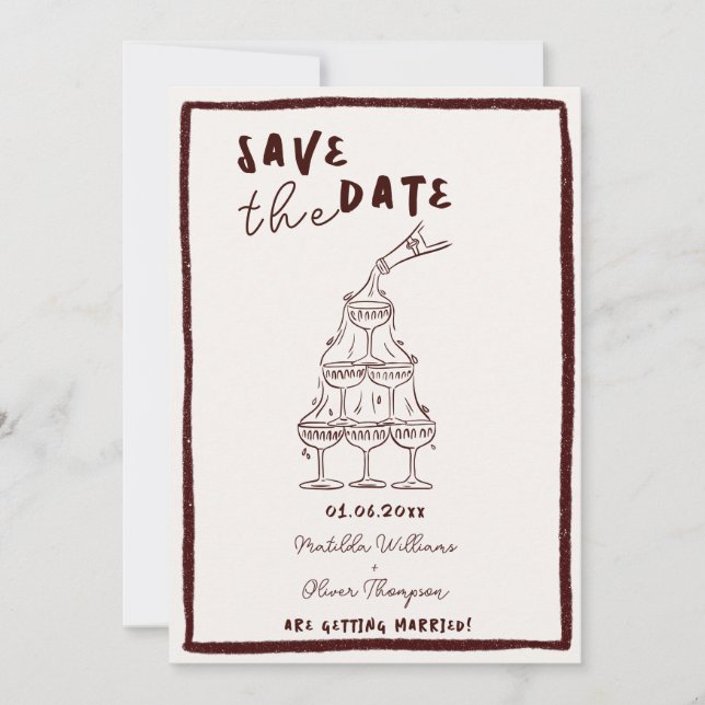 Invitation Carton d'invitation à save the date Vin Chaud Fant (Devant)
