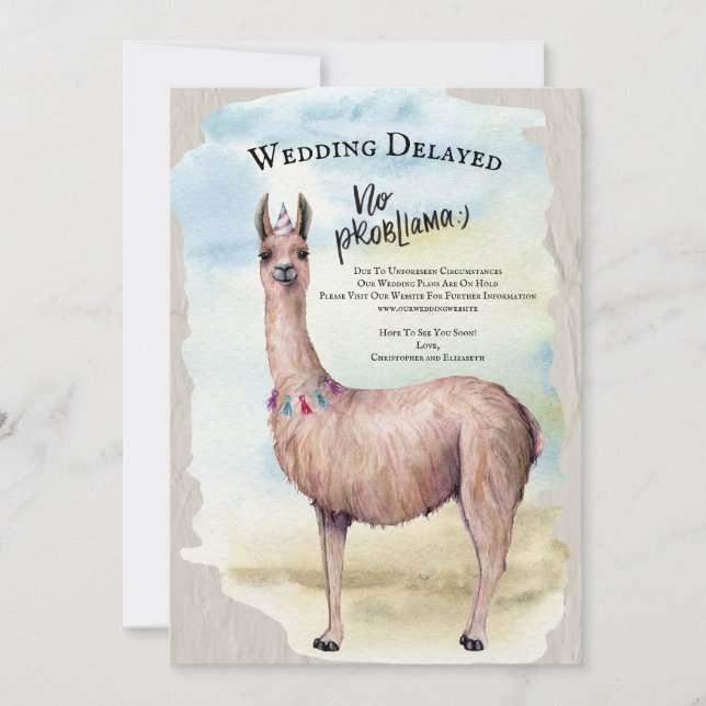 Invitation Carton d'invitation à un mariage de lama drôle rep (Devant)