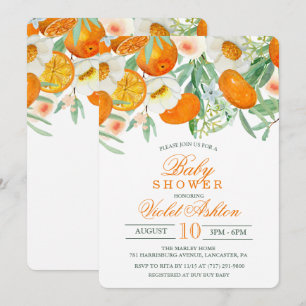 Invitation Carton d'invitation à une baby shower aquarelle or