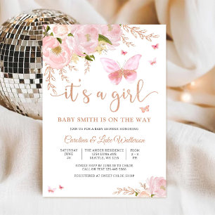 Invitation Carton d'invitation à une baby shower avec fleurs