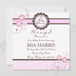 Invitation Carton d'invitation à une baby shower avec motif f