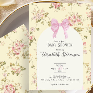 Invitation Carton d'invitation à une baby shower avec ruban r