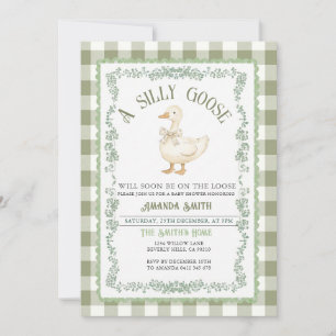 Invitation Carton d'invitation à une baby shower avec une oie