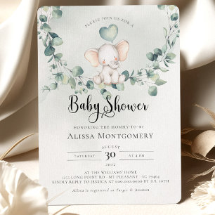 Invitation Carton d'invitation à une baby shower Eléphant Cac