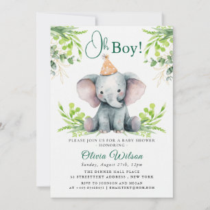 Invitation Carton d'invitation à une baby shower éléphant pou