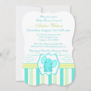 Invitation Carton d'invitation à une baby shower éléphant ray