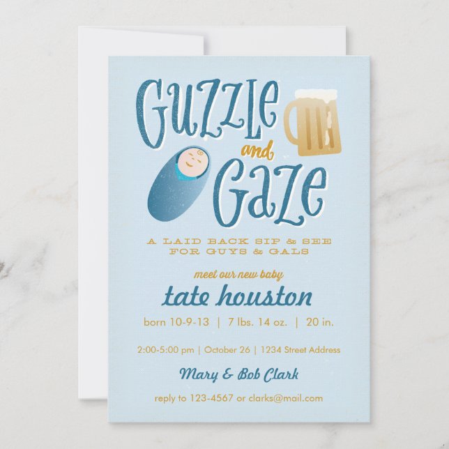 Invitation Carton d'invitation à une baby shower Guzzle and G (Devant)