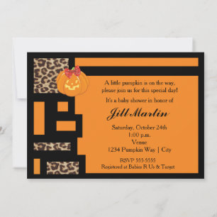 Invitation Carton d'invitation à une baby shower Halloween or